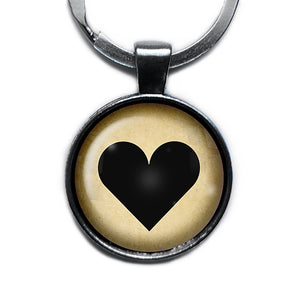 Black Love Heart Mothers Valentines Antique Silver Keychain