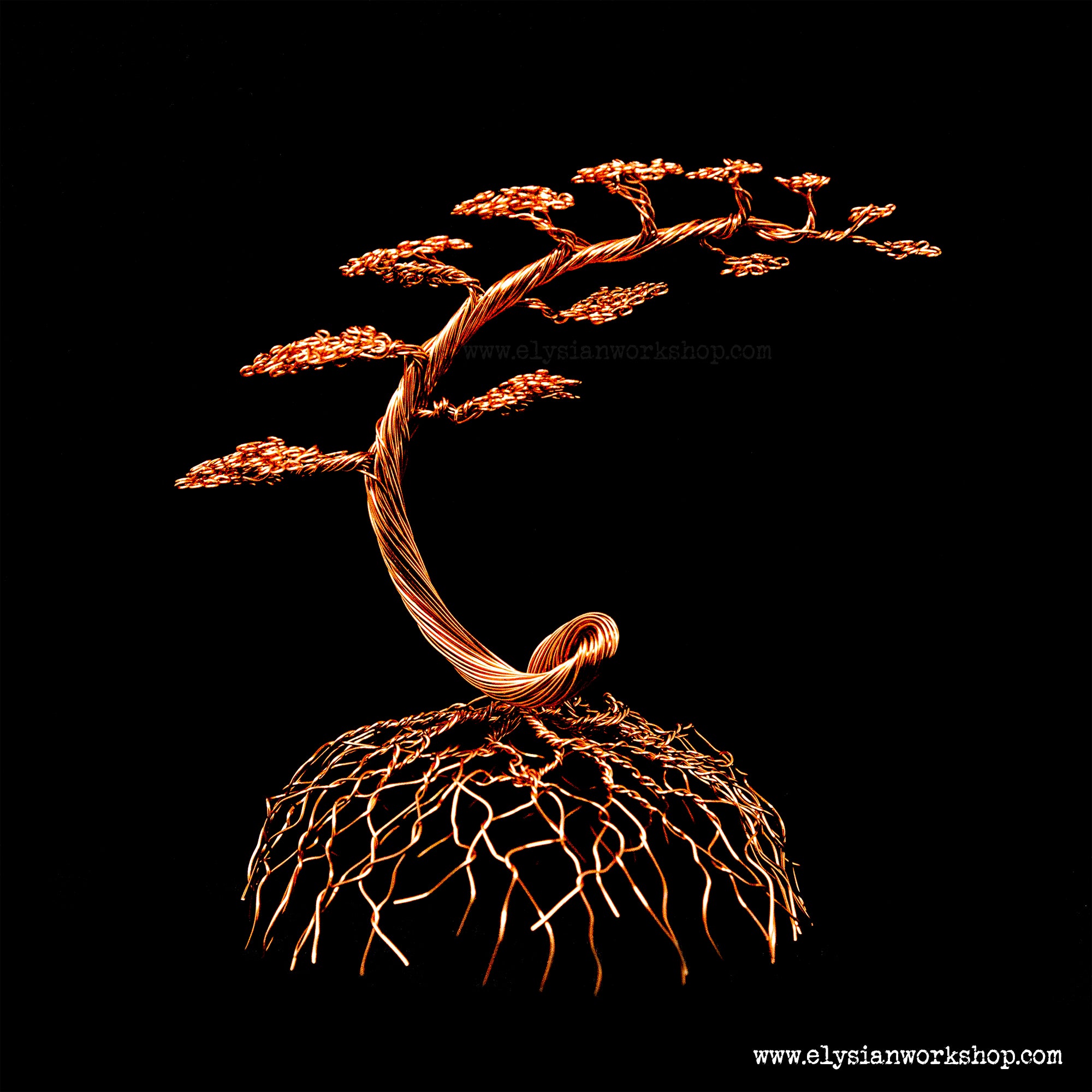Large Copper Wire Cascade Bonsai Tree
