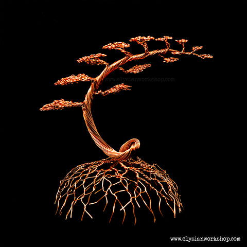 Large Copper Wire Cascade Bonsai Tree