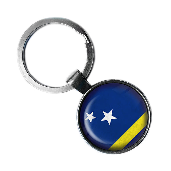 Curacao Curaçaoan Flag Antique Silver Keychain