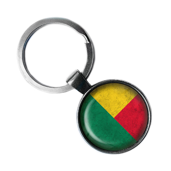 Republic of Benin Beninese Flag Antique Silver Keychain