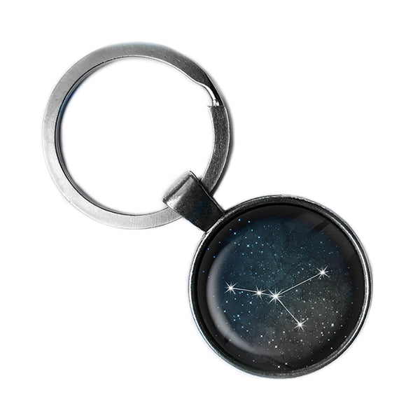 Zodiac Symbol Astrology Cancer Star Constellation Antique Silver Keychain
