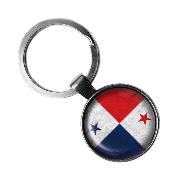 Republic of Panama Panamanian Flag Antique Silver Keychain