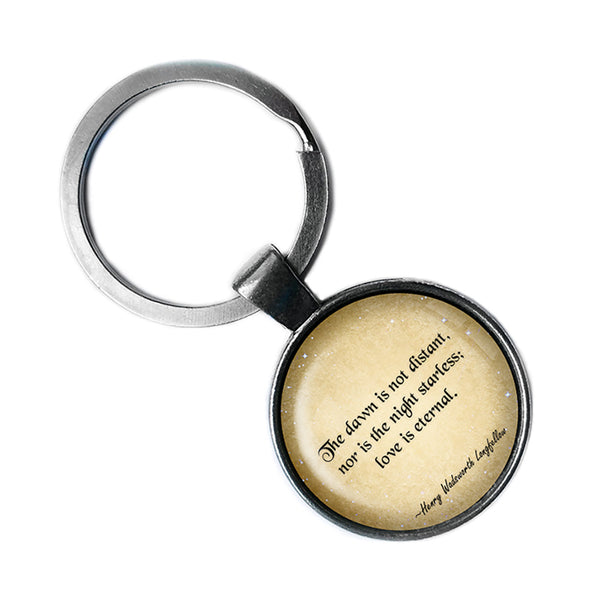 Henry Wadsworth Longfellow Love is Eternal Antique Silver Keychain