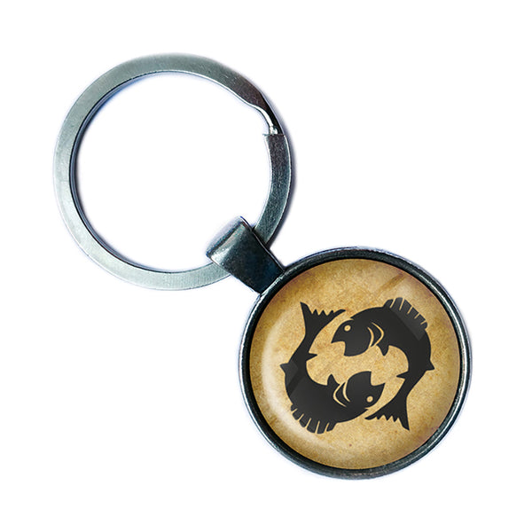 Astrology Zodiac Sign Sagittarius Antique Silver Keychain