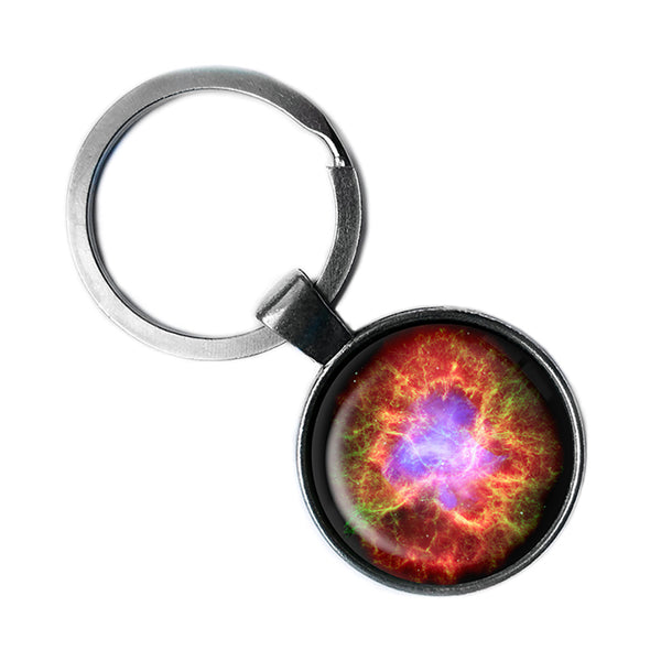 NASA Photograph Crab Nebula Antique Silver Keychain