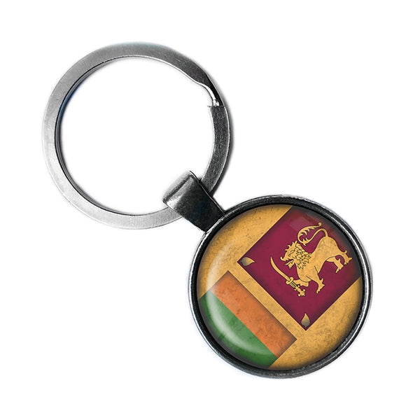 Sri Lanka Sri Lankan Flag Antique Silver Keychain