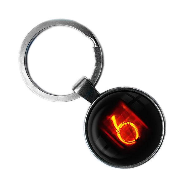 Dieselpunk Steampunk Cyberpunk Nixie Tube Print Number 6 Six Antique Silver Keychain