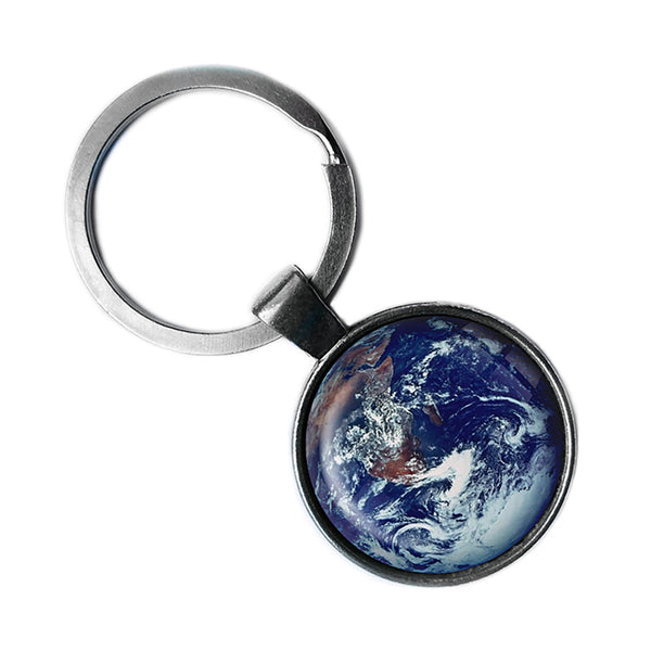 NASA Photograph Earth Wonder Antique Silver Keychain