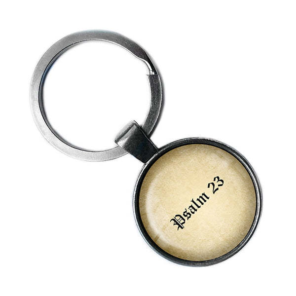 Psalm 23 The Lord's Prayer King James Version Bible Antique Silver Keychain