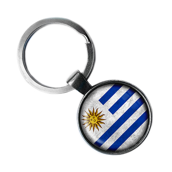 Uruguay Uruguayan Flag Antique Silver Keychain