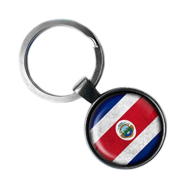 Costa Rica Costa Rican Flag Antique Silver Keychain