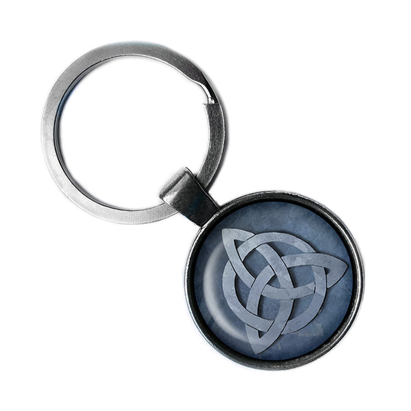 Halloween Witchcraft Triquetra Triple Goddess Maiden Mother Crone Antique Silver Keychain