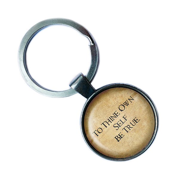 William Shakespeare To Thine Own Self be True Antique Silver Keychain