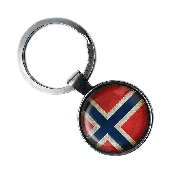 Norway Norwegian Flag Antique Silver Keychain