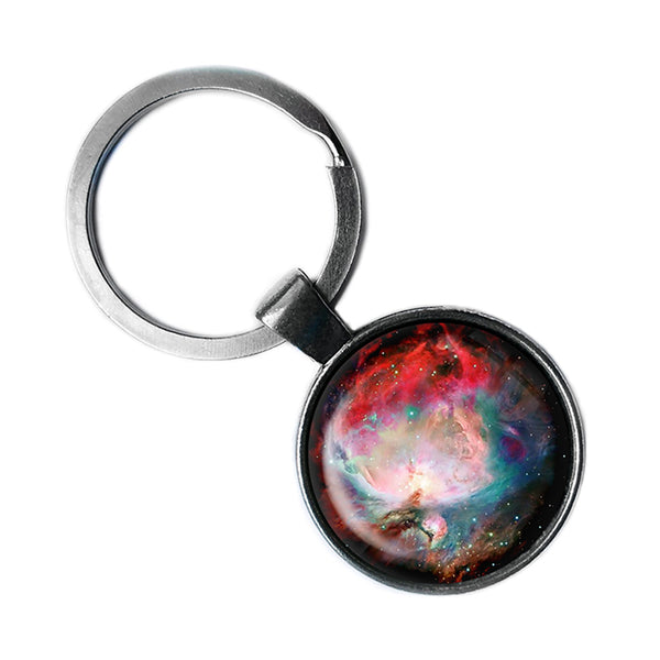 NASA Photograph Orion Nebula Antique Silver Keychain