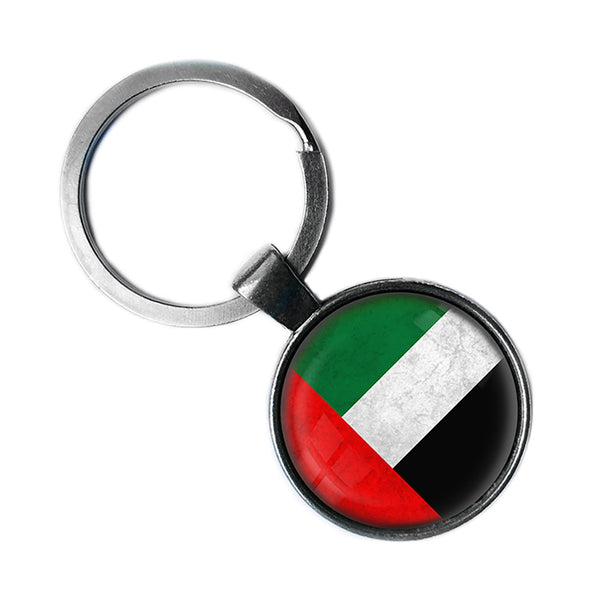 United Arab Emirates Emirati Flag Antique Silver Keychain