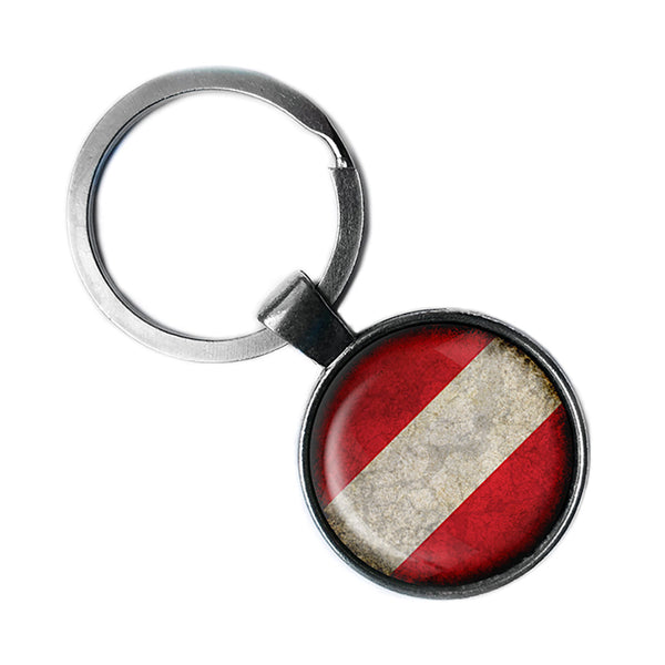 Austria Austrian Österreich Flag Antique Silver Keychain