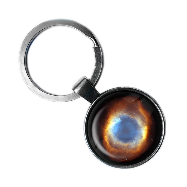 NASA Photograph Helix Nebula The Eye of God Antique Silver Keychain
