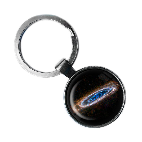 NASA Photograph Galaxy Forever Antique Silver Keychain