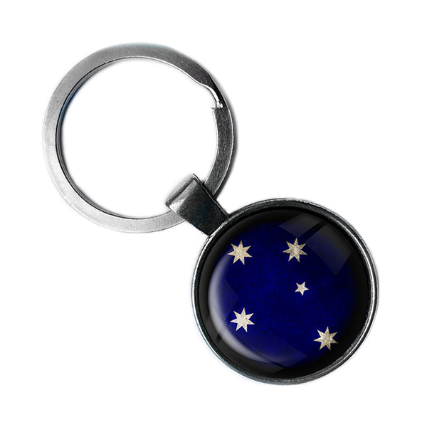 Australia Australian Southern Cross Flag Antique Silver Keychain