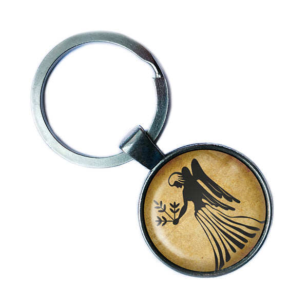 Zodiac Symbol Astrology Virgo Antique Silver Keychain