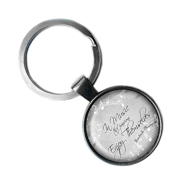 Friedrich Nietzsche In Music the Passions Enjoy Themselves Antique Silver Keychain