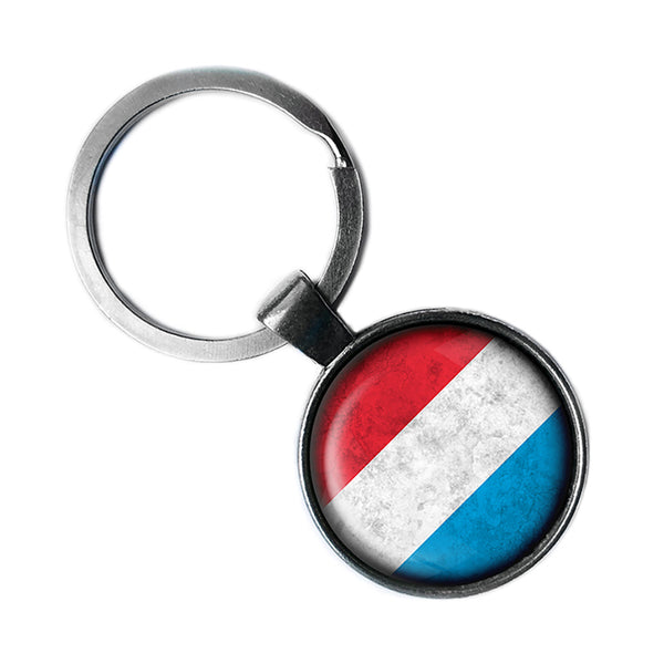 Luxembourg Lëtzebuerg Flag Antique Silver Keychain