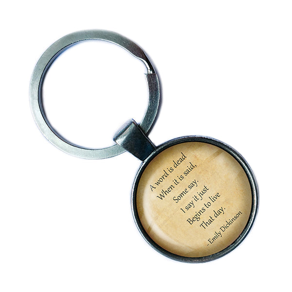Emily Dickinson A Word is Dead when it is Said Antique Silver Keychain