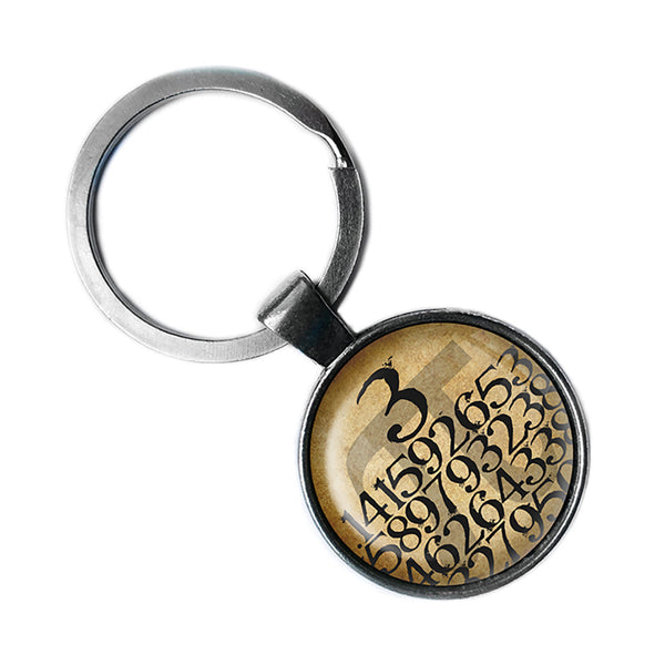 Math Mathematical Pi 3.14159 Antique Silver Keychain