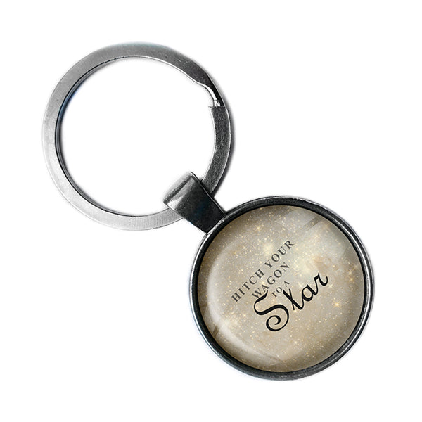 Ralph Waldo Emerson Hitch Your Wagon to a Star Antique Silver Keychain