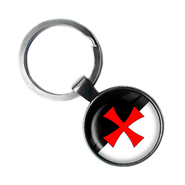 Knights Templar Battle Flag Standard Antique Silver Keychain