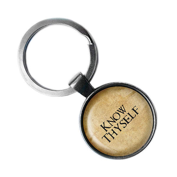 Know Thyself Antique Silver Keychain