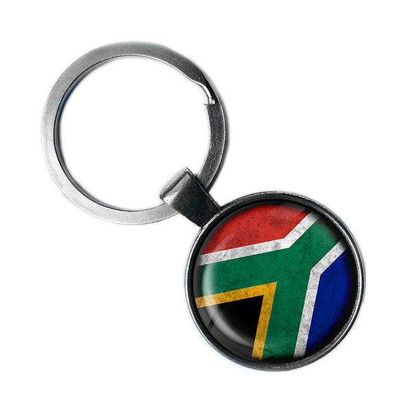 South Africa South African Flag Antique Silver Keychain