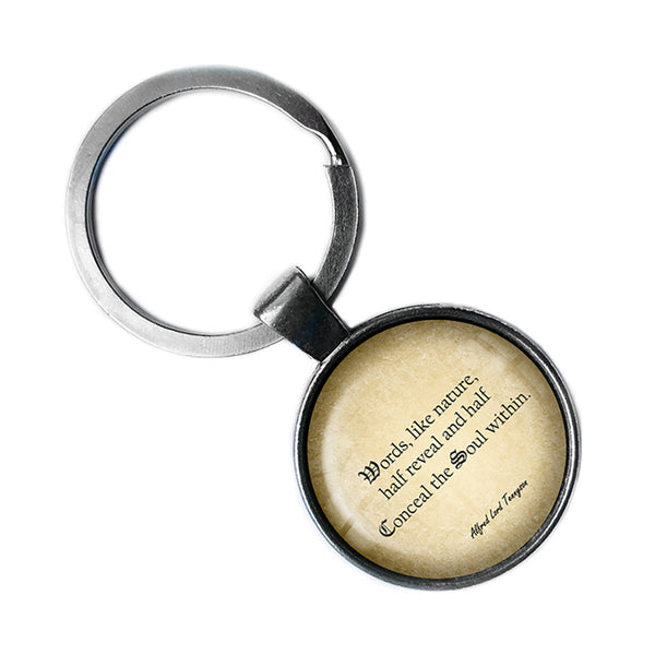 Alfred Lord Tennyson Words Half Reveal Conceal the Soul Antique Silver Keychain