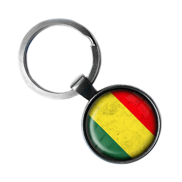Mali Flag Antique Silver Keychain