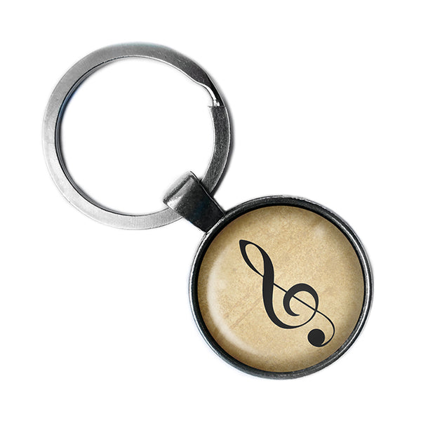 Sheet Music Musical Note Antique Silver Keychain