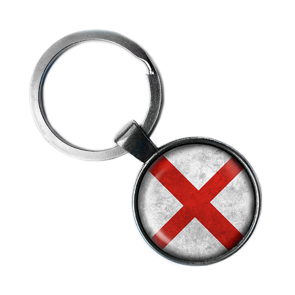 England English Flag Antique Silver Keychain