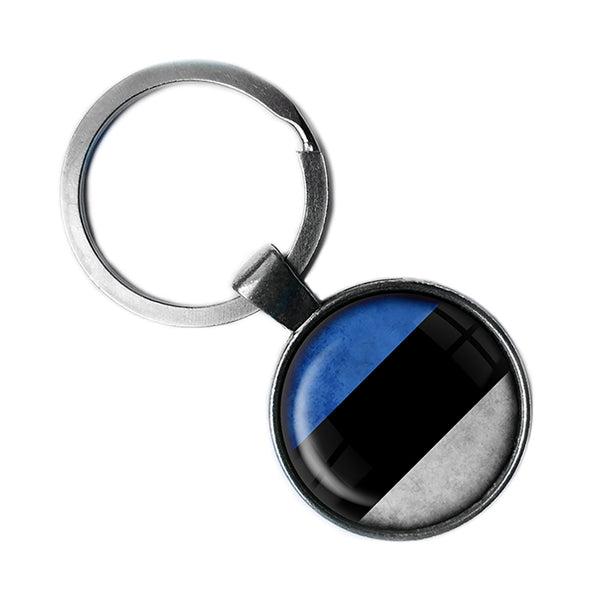 Estonia Estonian Flag Antique Silver Keychain