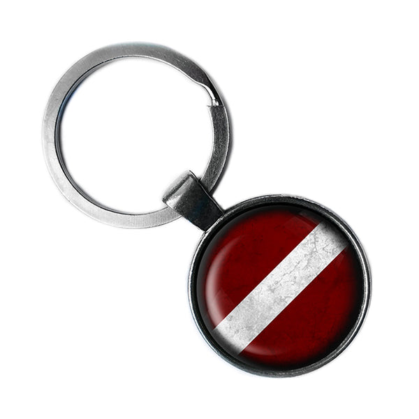 Latvia Latvian Flag Antique Silver Keychain