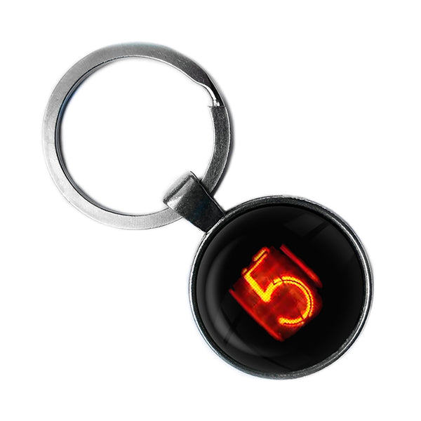Dieselpunk Steampunk Cyberpunk Nixie Tube Print Number 5 Five Antique Silver Keychain