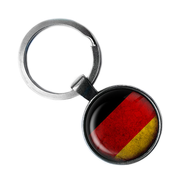 Germany German Deutschland Flag Antique Silver Keychain