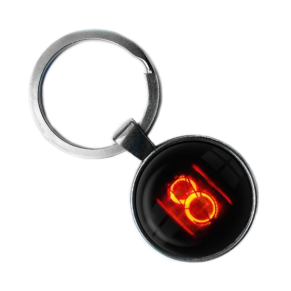 Dieselpunk Steampunk Cyberpunk Nixie Tube Print Number 8 Eight Antique Silver Keychain
