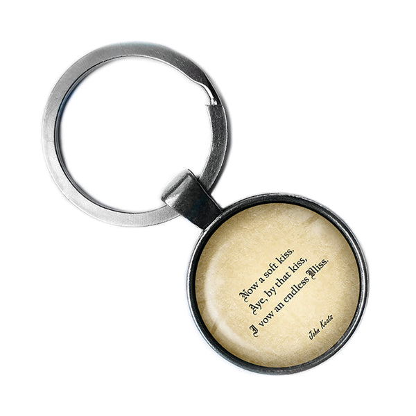 John Keats Now a Soft Kiss I Vow Endless Bliss Antique Silver Keychain