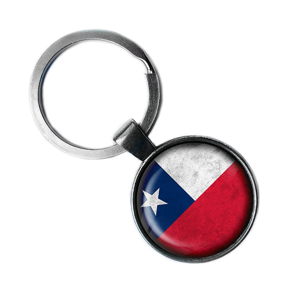 Chile Chilean Flag Antique Silver Keychain