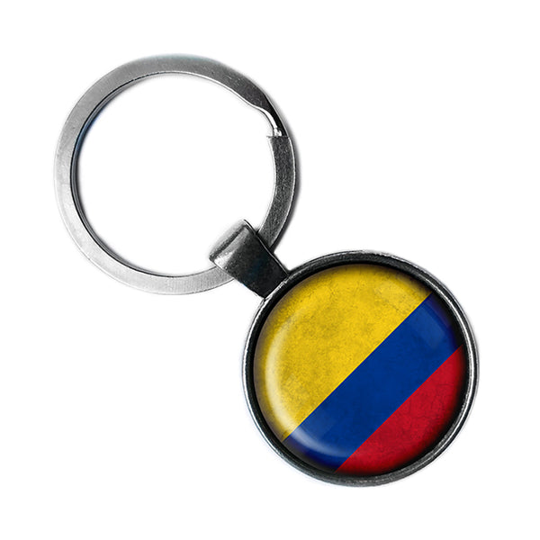 Columbia Columbian Flag Antique Silver Keychain