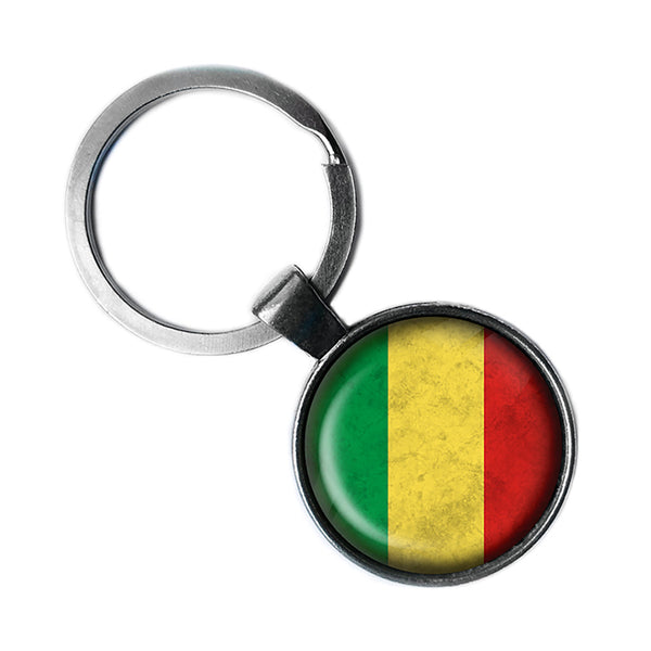 African Nation Congo Flag Antique Silver Keychain