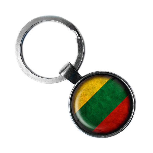 Lithuania Lithuanian Flag Antique Silver Keychain