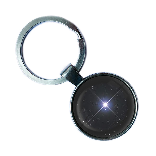 Bright North Star Antique Silver Keychain