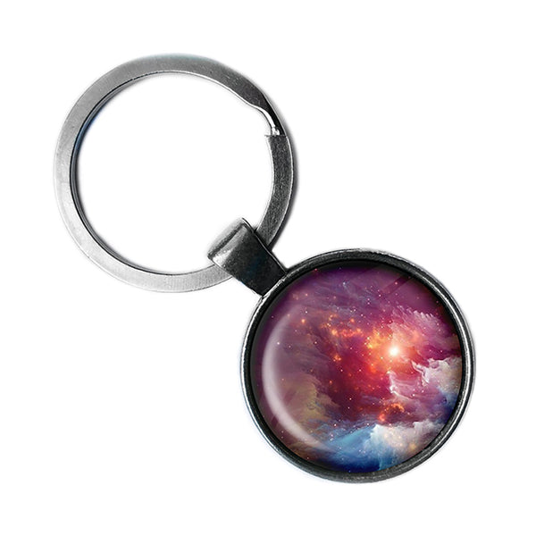 NASA Photograph Nebula Red Beauty Antique Silver Keychain